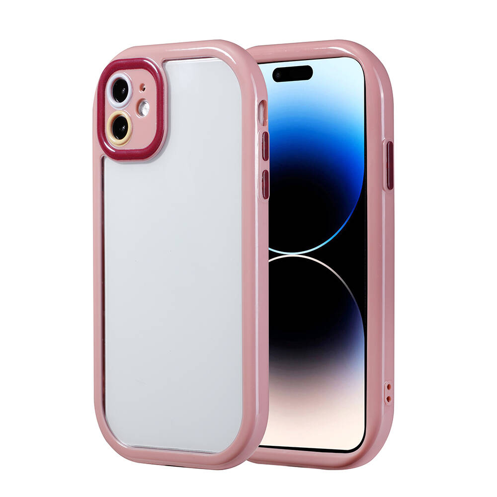 iPhone Uyumlu 11 Kılıf Kamera Korumalı Renkli Kenar ve Çerçeve Tasarımlı Zore Vitamin Kapak-Mürdüm