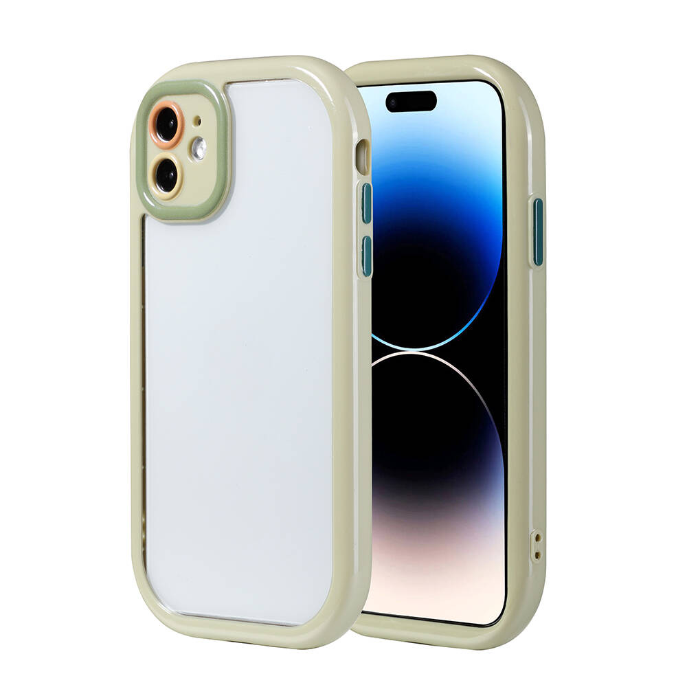 iPhone Uyumlu 11 Kılıf Kamera Korumalı Renkli Kenar ve Çerçeve Tasarımlı Zore Vitamin Kapak-Yeşil