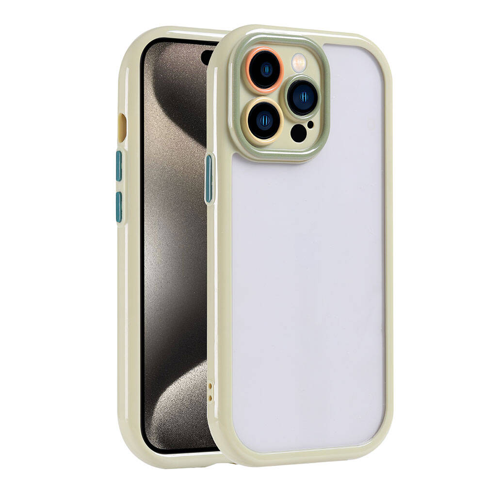 iPhone Uyumlu 15 Pro Max Kılıf Kamera Korumalı Renkli Kenar ve Çerçeve Tasarımlı Zore Vitamin Kapak-Yeşil