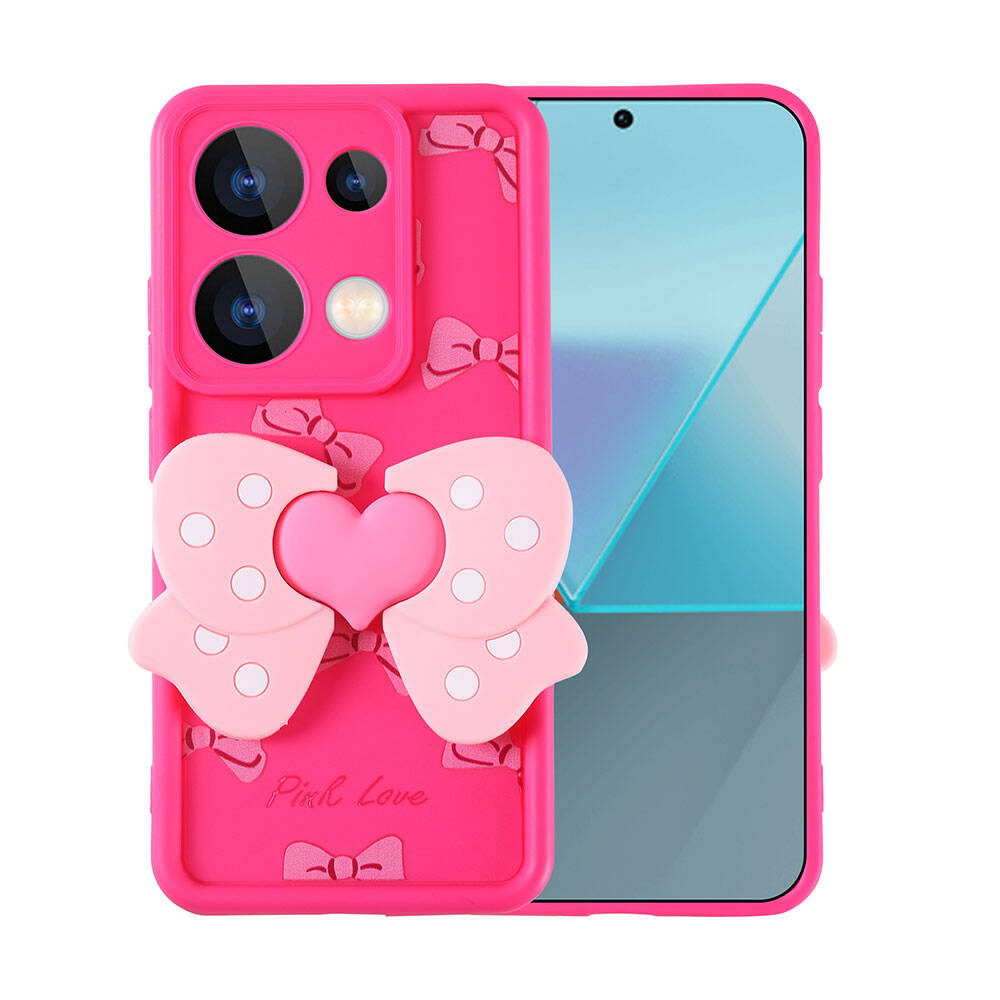 Xiaomi Uyumlu  Redmi Note 13 Pro 4G Kılıf Kamera Korumalı Figür Tasarımlı Zore Kapya Kapak-Pembe koyu