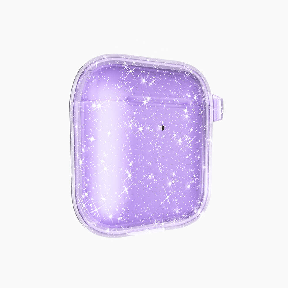 Airpods Uyumlu Zore Allstar Airbag 32 Parlayan Simli Saydam Renkli Kılıf-Mor