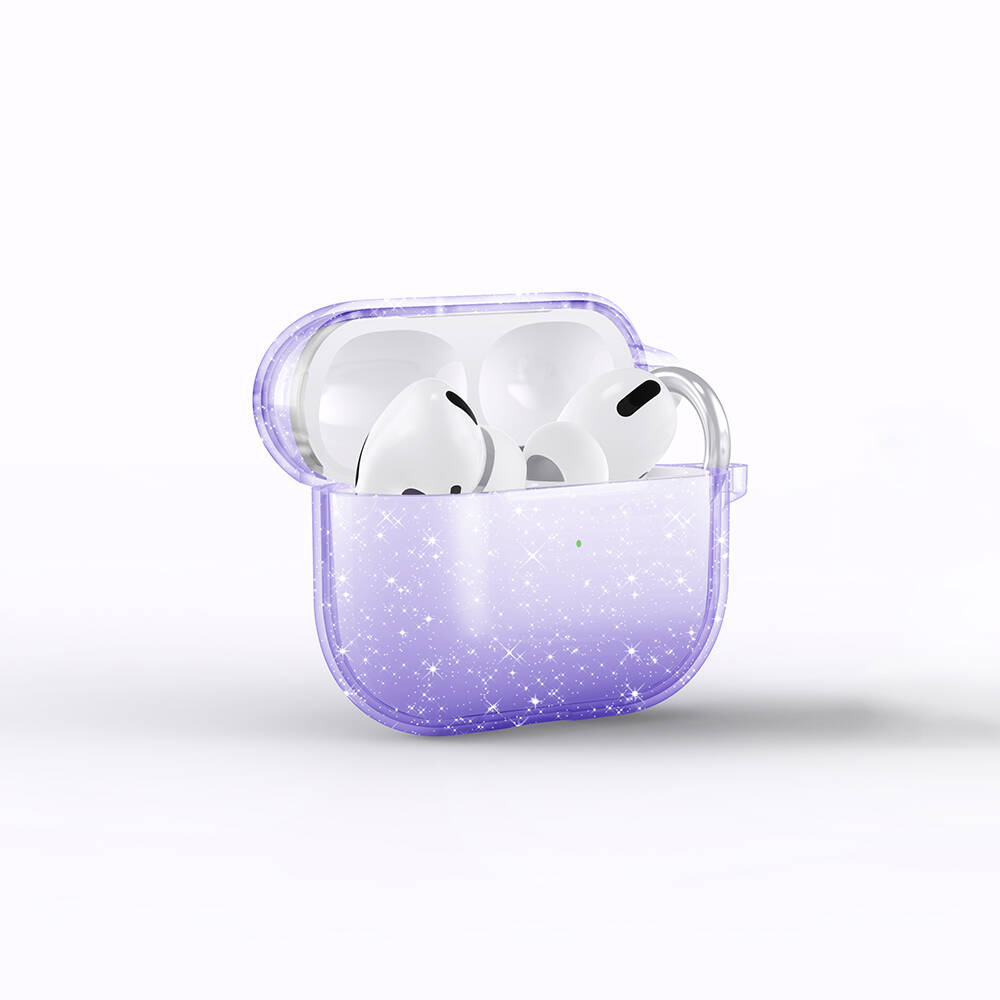 Airpods Uyumlu 3. Nesil Zore Allstar Airbag 32 Parlayan Simli Saydam Renkli Kılıf-Mor