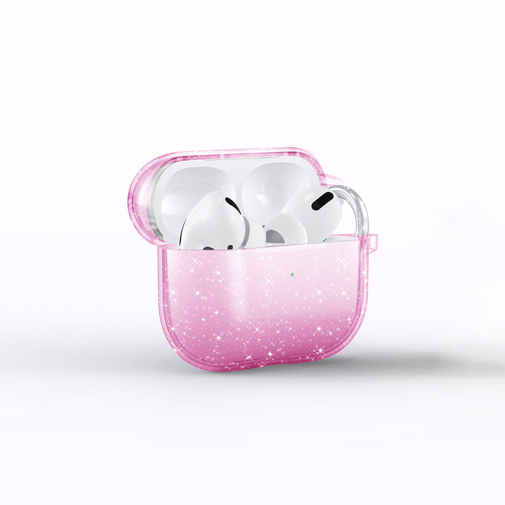 Airpods Uyumlu 3. Nesil Zore Allstar Airbag 32 Parlayan Simli Saydam Renkli Kılıf-Pembe