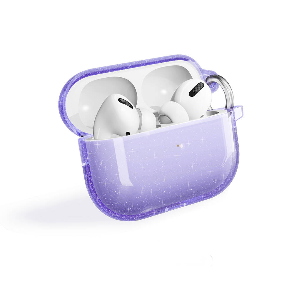 Airpods Uyumlu Pro 2 Zore Allstar Airbag 32 Parlayan Simli Saydam Renkli Kılıf-Mor
