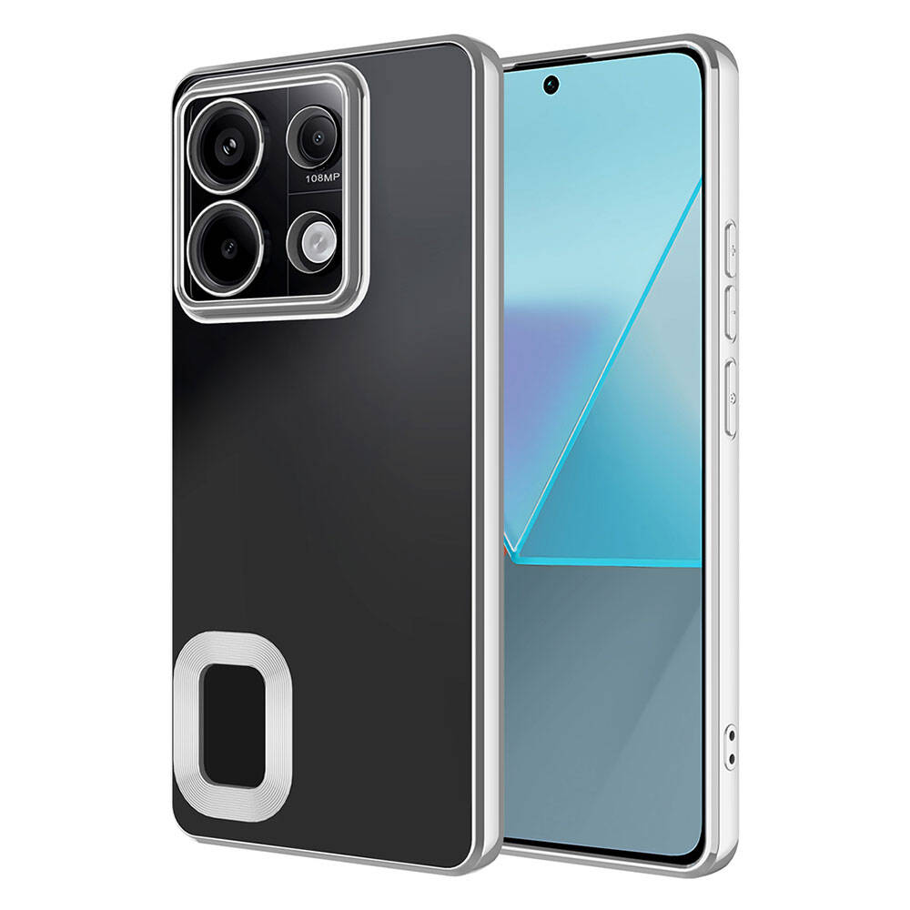 Xiaomi Uyumlu  Redmi Note 13 4G Kılıf Kamera Korumalı Logo Gösteren Zore Omega Kapak-Gümüş