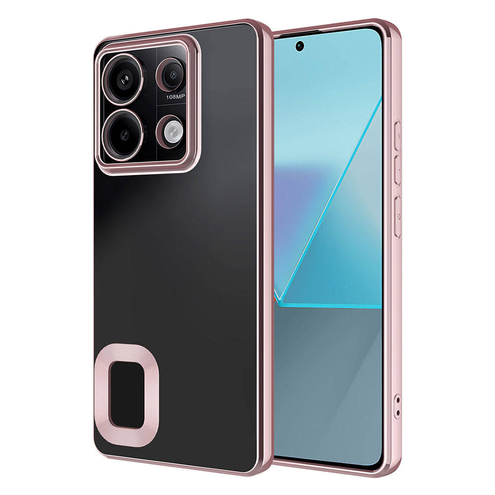 Xiaomi Uyumlu  Redmi Note 13 4G Kılıf Kamera Korumalı Logo Gösteren Zore Omega Kapak-Rose gold
