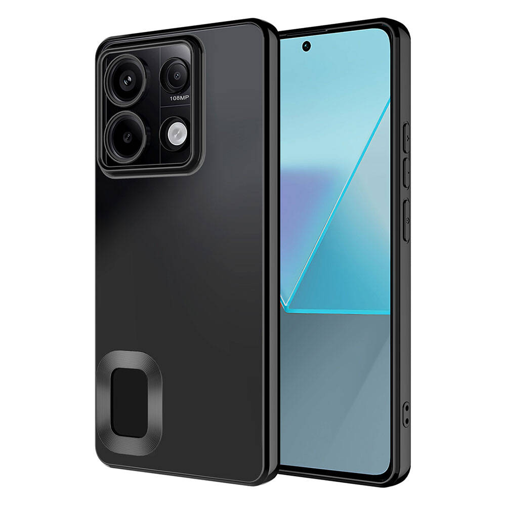 Xiaomi Uyumlu  Redmi Note 13 4G Kılıf Kamera Korumalı Logo Gösteren Zore Omega Kapak-Siyah