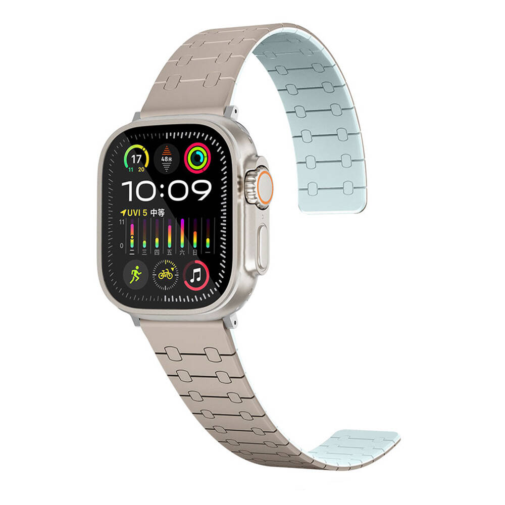 Watch 44mm Zore KRD-111 Çizgili Desenli Silikon Kordon-Haki