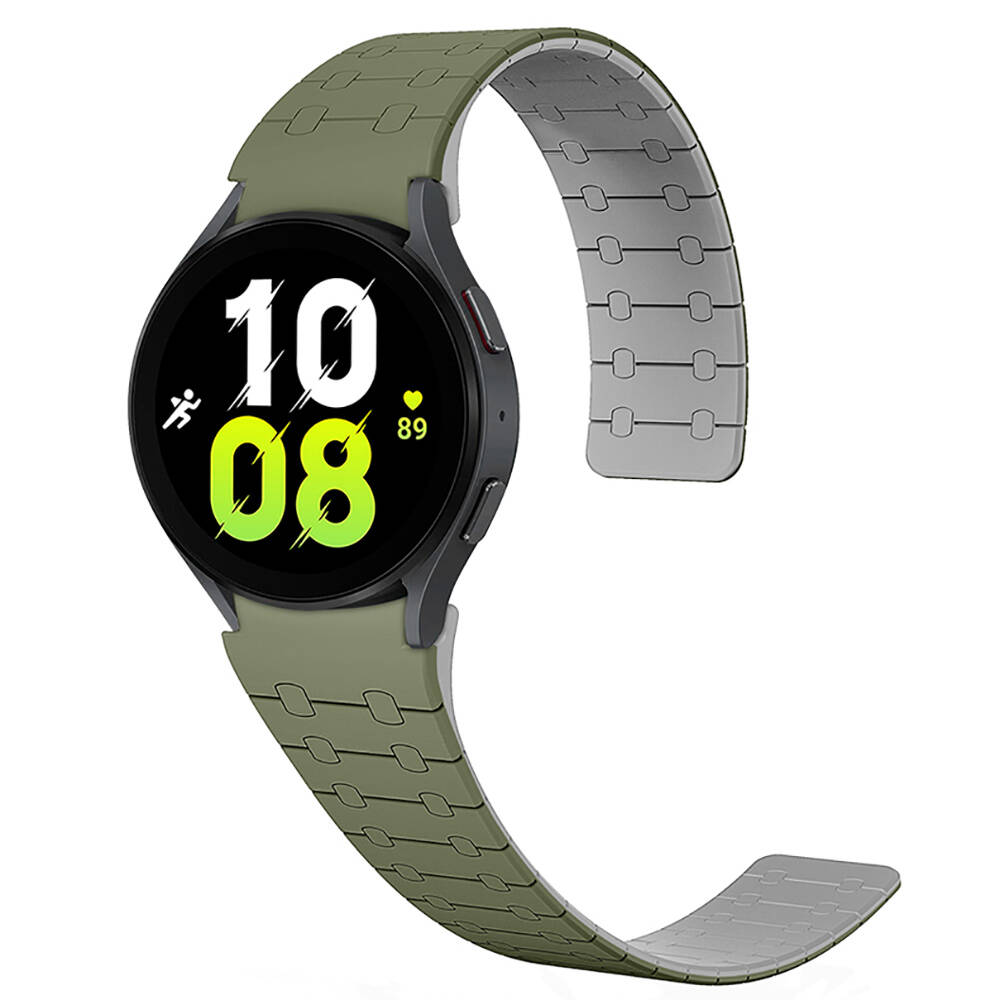 Galaxy Uyumlu Watch 5 40mm Zore KRD-111 20mm Çizgili Desenli Silikon Kordon-Yeşil
