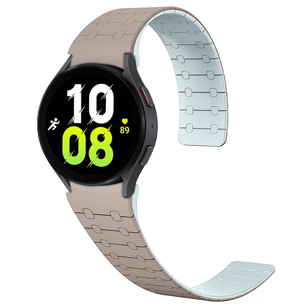Galaxy Uyumlu Watch 6 40mm Zore KRD-111 20mm Çizgili Desenli Silikon Kordon-Haki