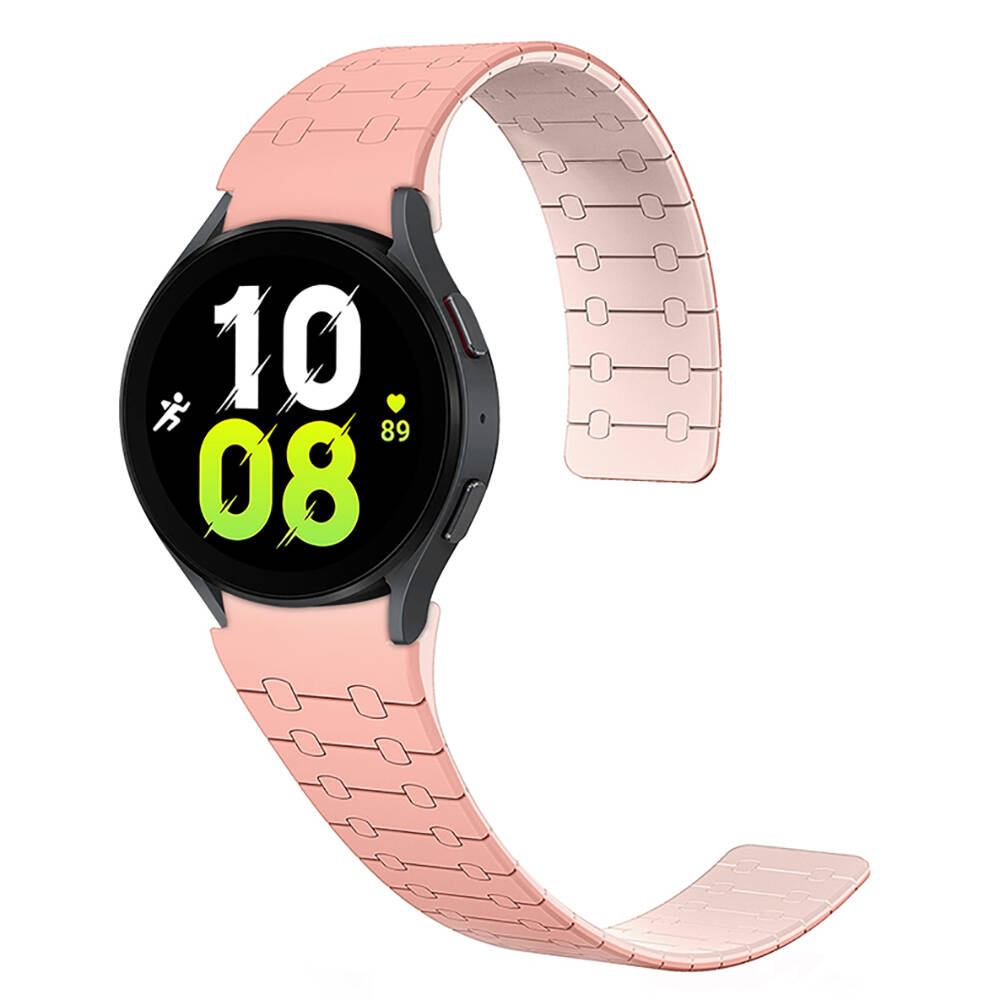 Galaxy Uyumlu Watch 6 40mm Zore KRD-111 20mm Çizgili Desenli Silikon Kordon-Pembe