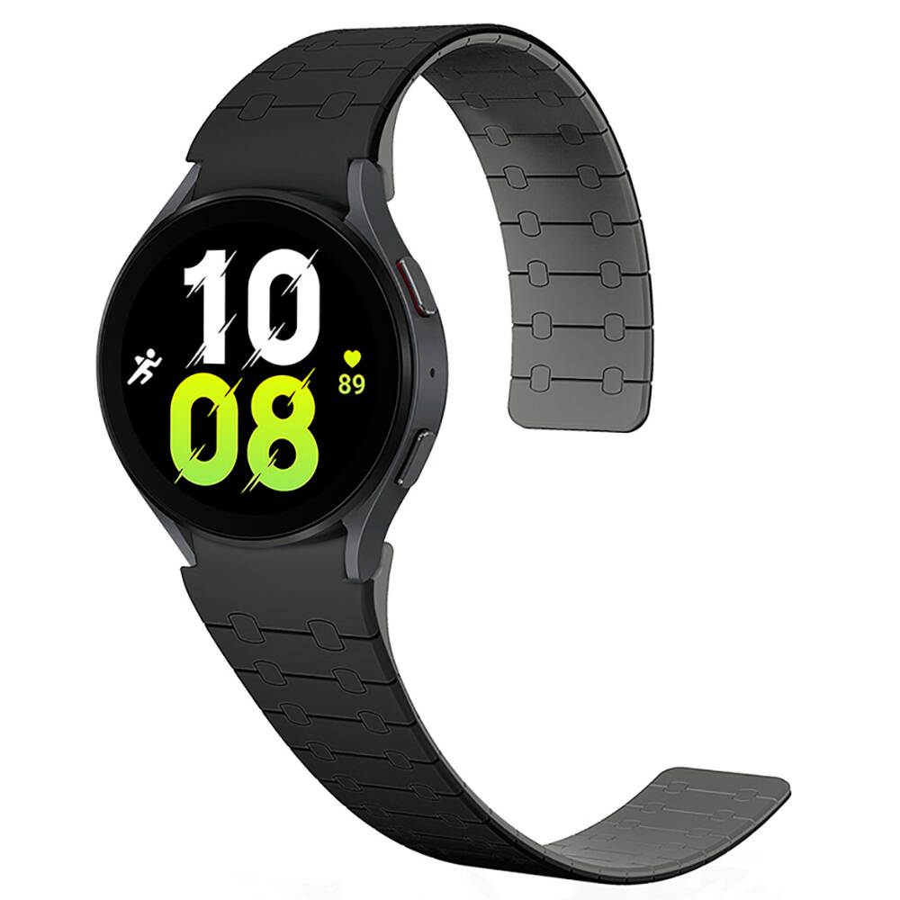 Galaxy Uyumlu Watch 6 40mm Zore KRD-111 20mm Çizgili Desenli Silikon Kordon-Siyah