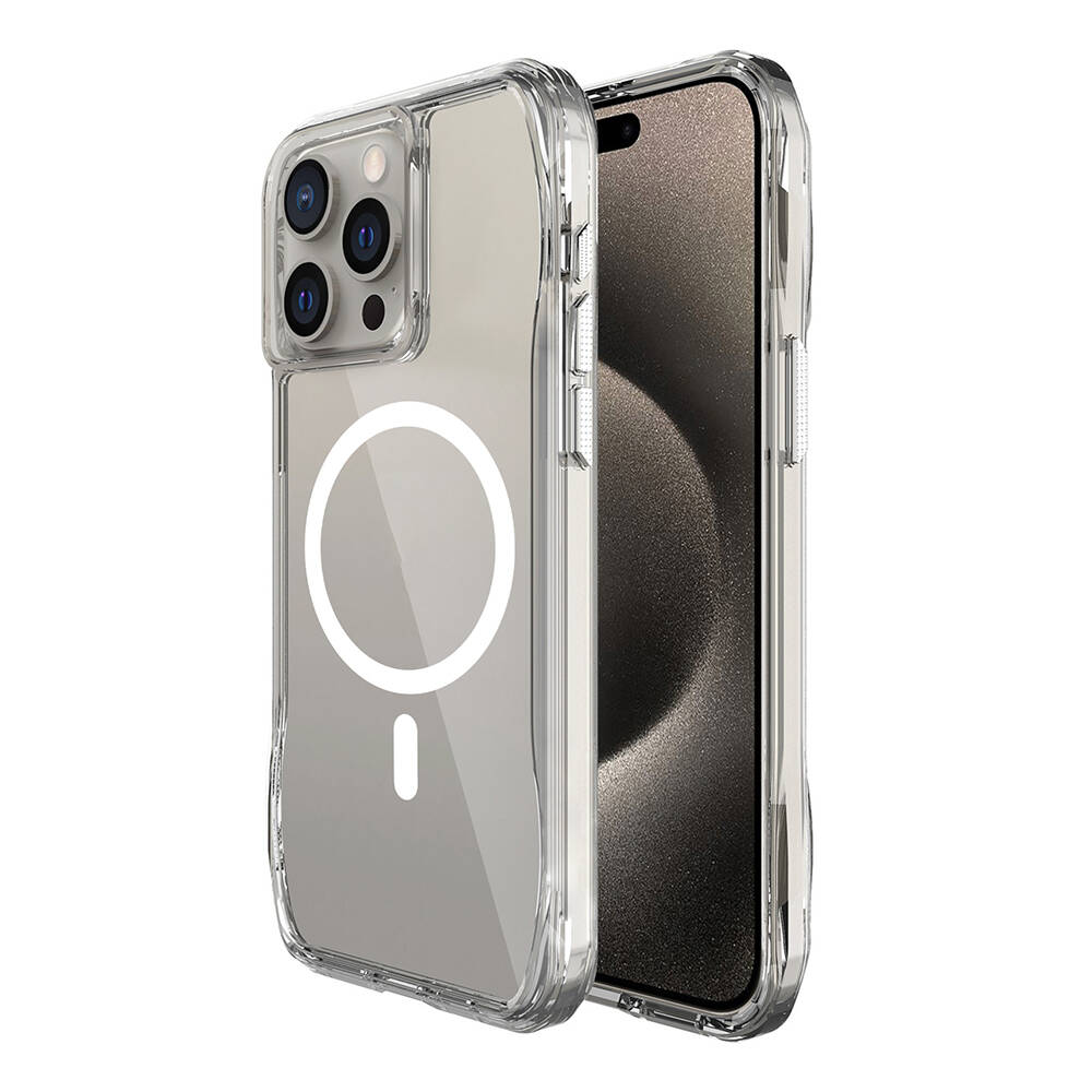 iPhone Uyumlu 15 Pro Kılıf M-safe Şarj Özellikli Airbagli Şeffaf Zore İncek Kapak