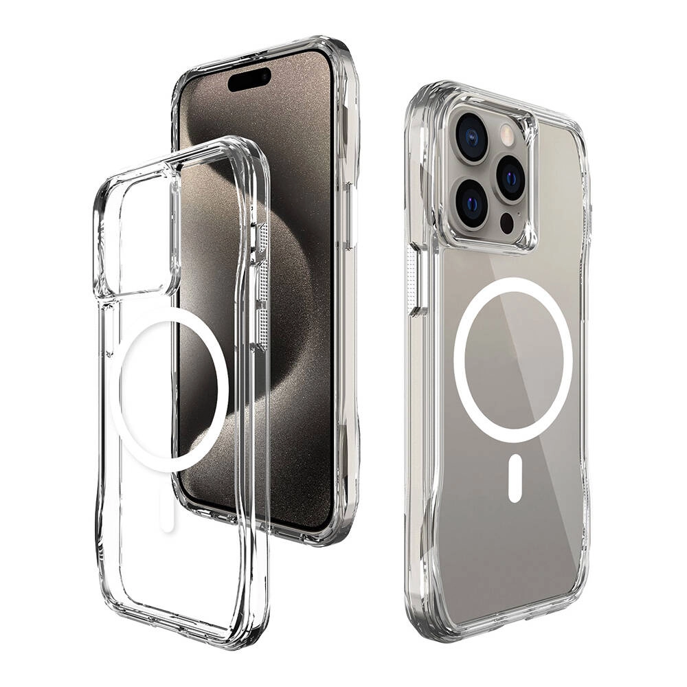 iPhone Uyumlu 15 Pro Max Kılıf M-safe Şarj Özellikli Airbagli Şeffaf Zore İncek Kapak