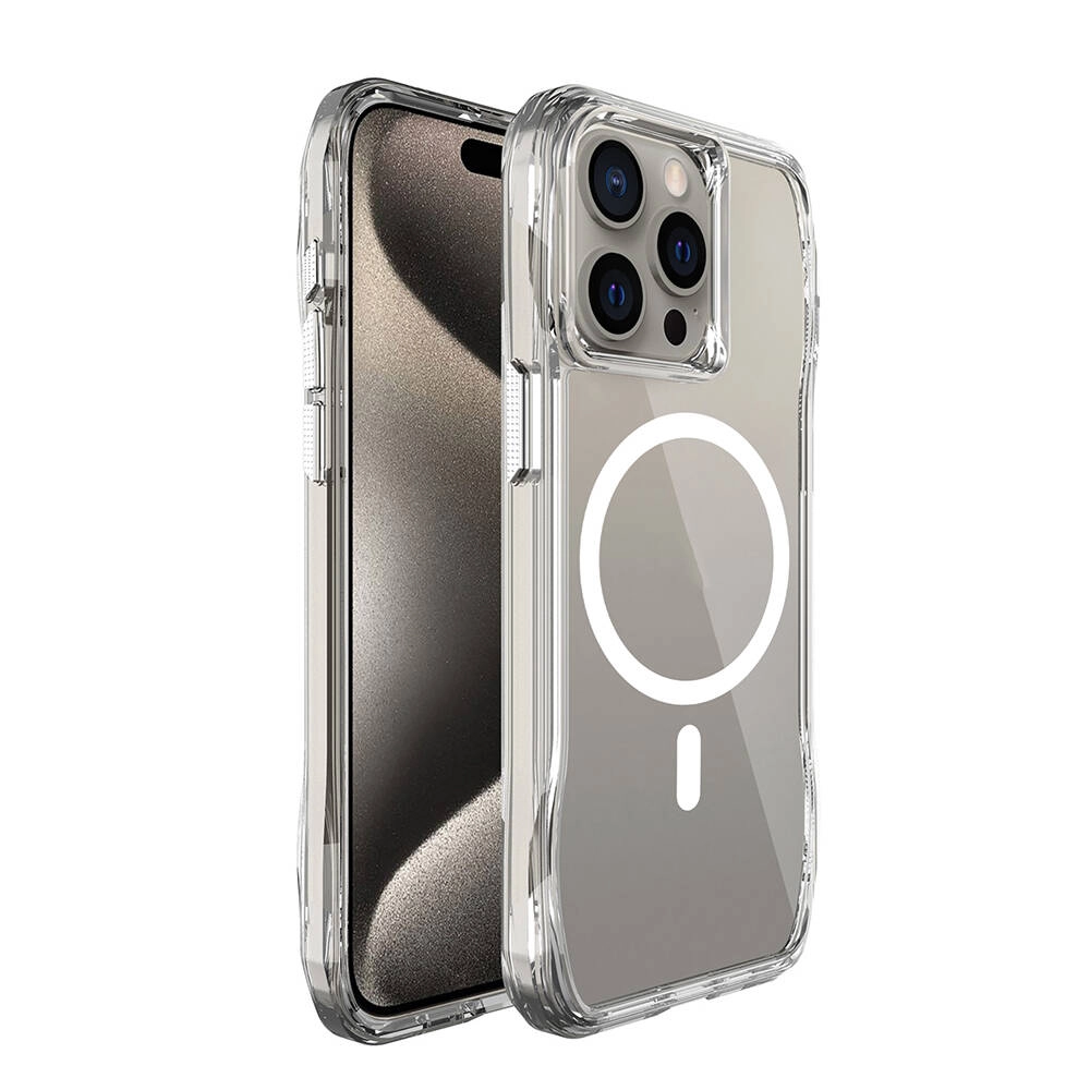 iPhone Uyumlu 15 Pro Max Kılıf M-safe Şarj Özellikli Airbagli Şeffaf Zore İncek Kapak