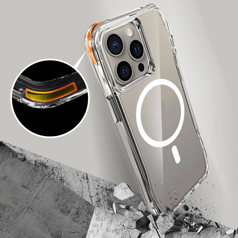 iPhone Uyumlu 15 Pro Max Kılıf M-safe Şarj Özellikli Airbagli Şeffaf Zore İncek Kapak