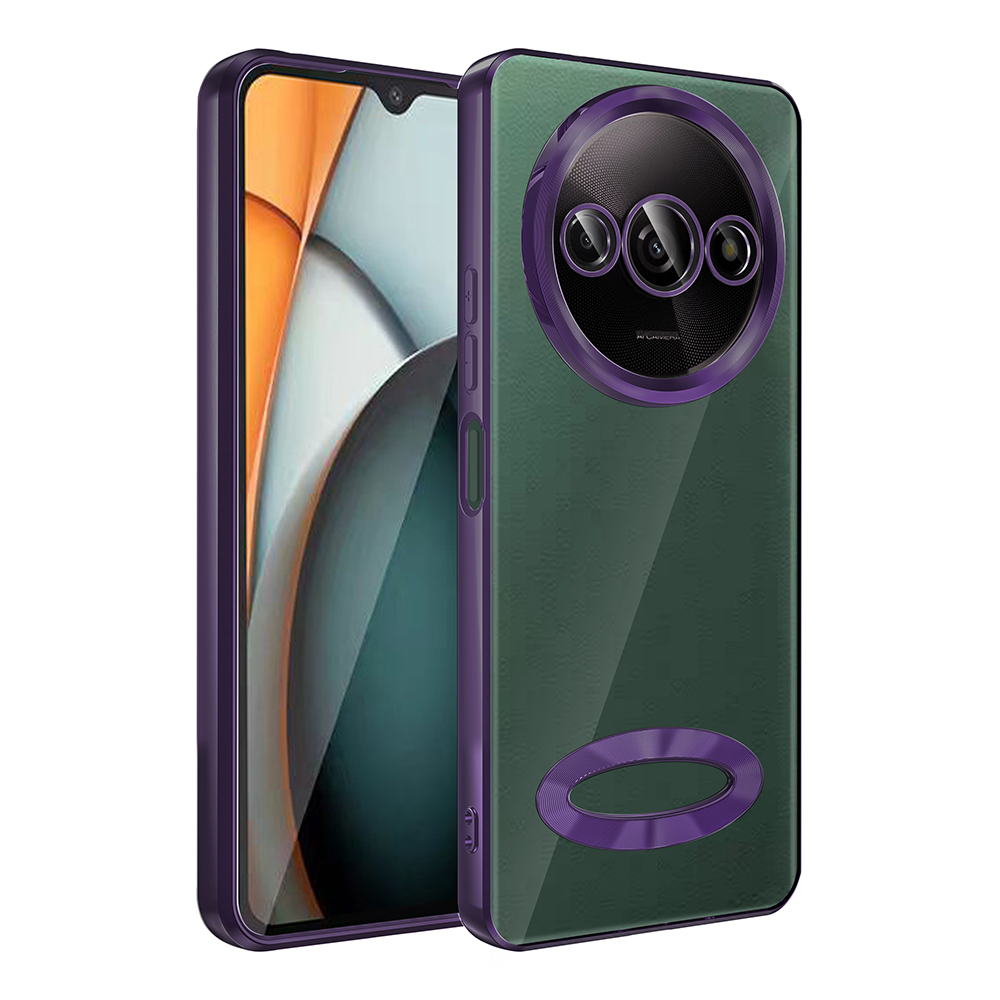 Xiaomi Uyumlu  Redmi A3 4G 2024 Kılıf Kamera Korumalı Logo Gösteren Zore Omega Kapak-Derin mor