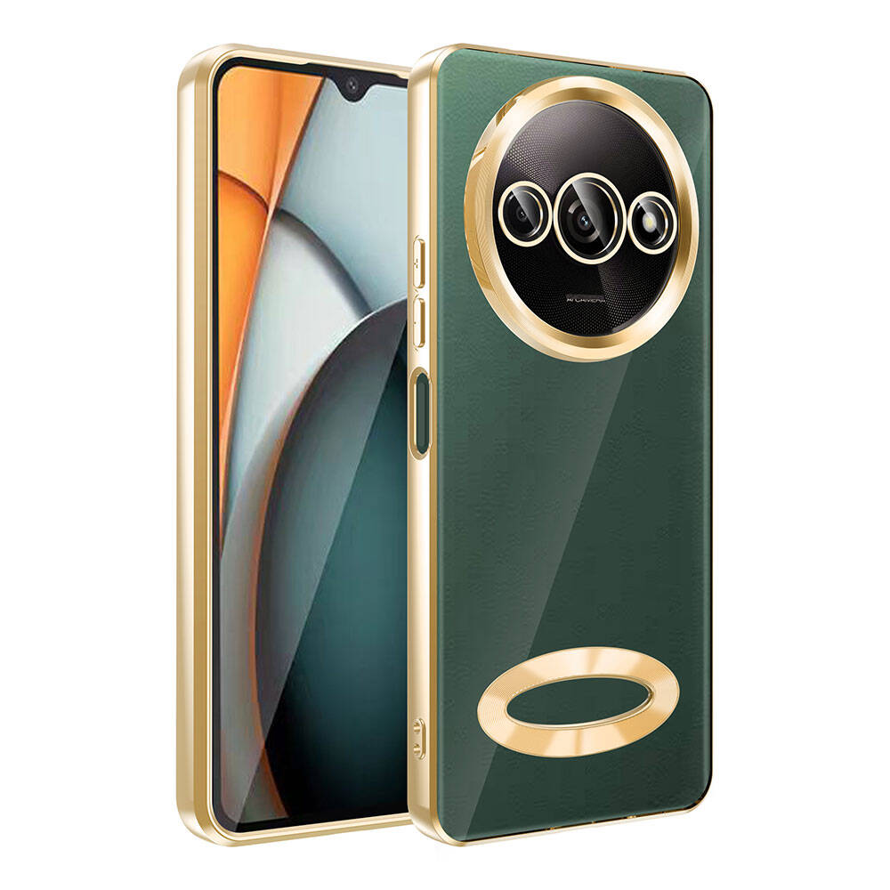 Xiaomi Uyumlu  Redmi A3 4G 2024 Kılıf Kamera Korumalı Logo Gösteren Zore Omega Kapak-Gold