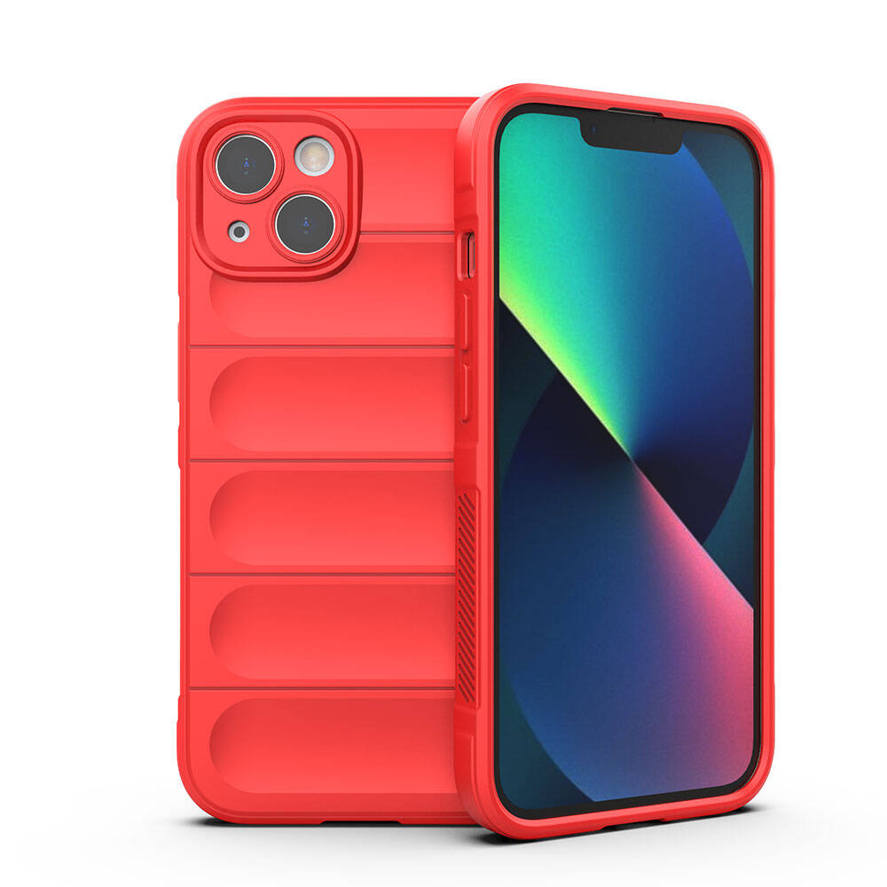 iPhone Uyumlu 13 Kılıf Esnek TPU Oyuklu Arka Yüzey Tasarımlı Zore Etnik Silikon Kapak-Kırmızı