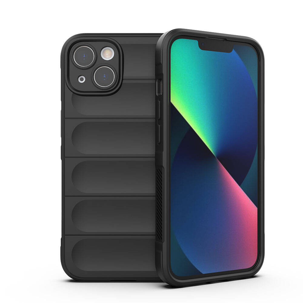 iPhone Uyumlu 13 Kılıf Esnek TPU Oyuklu Arka Yüzey Tasarımlı Zore Etnik Silikon Kapak-Siyah
