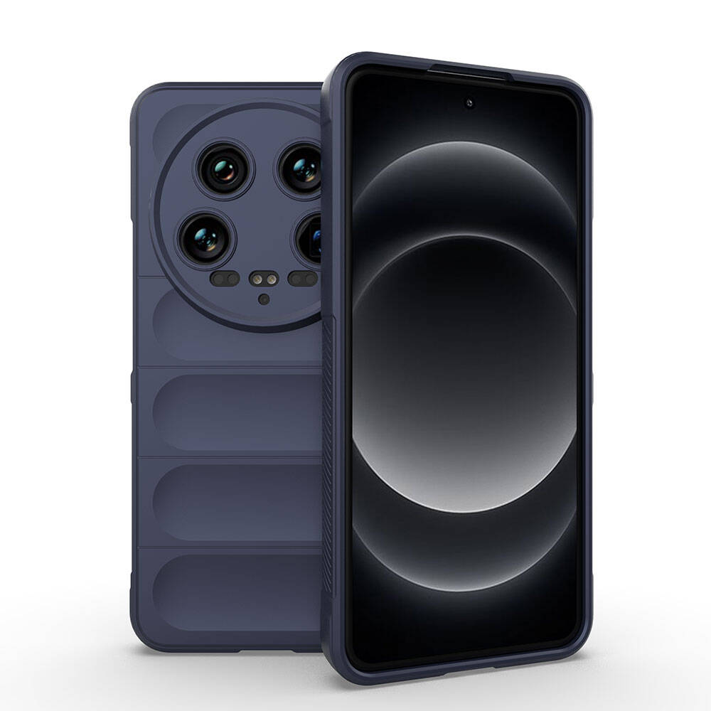 Xiaomi Uyumlu  Mi 14 Ultra Kılıf Esnek TPU Oyuklu Arka Yüzey Tasarımlı Zore Etnik Silikon Kapak-Lacivert