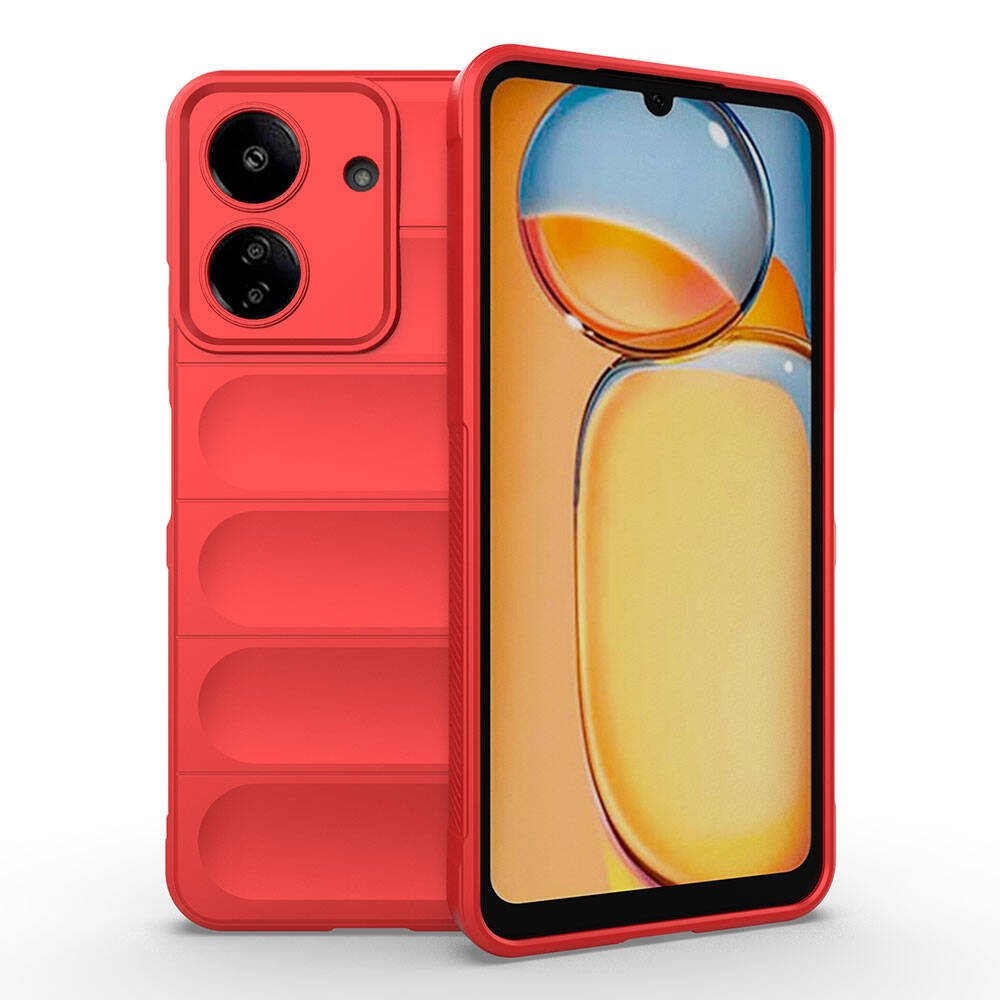 Xiaomi Uyumlu  Redmi 13C Kılıf Esnek TPU Oyuklu Arka Yüzey Tasarımlı Zore Etnik Silikon Kapak-Kırmızı