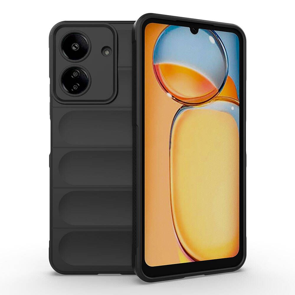 Xiaomi Uyumlu  Redmi 13C Kılıf Esnek TPU Oyuklu Arka Yüzey Tasarımlı Zore Etnik Silikon Kapak-Siyah