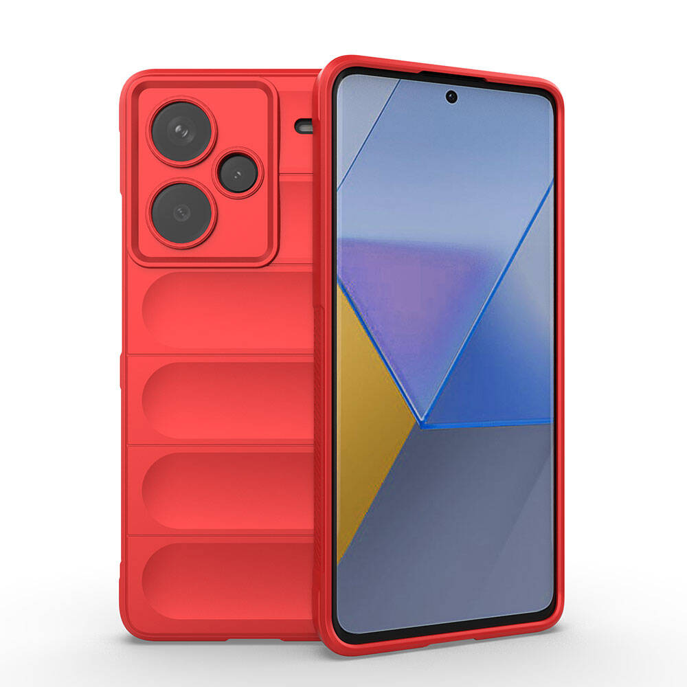 Xiaomi Uyumlu  Redmi Note 13 Pro Plus 5G Kılıf Esnek TPU Oyuklu Arka Yüzey Tasarımlı Zore Etnik Silikon Kapak-Kırmızı
