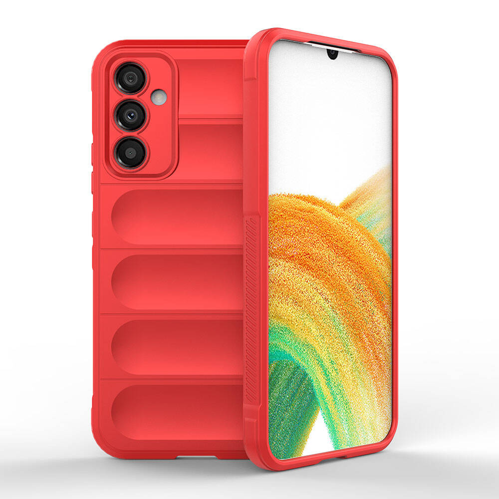 Galaxy Uyumlu A34 Kılıf Esnek TPU Oyuklu Arka Yüzey Tasarımlı Zore Etnik Silikon Kapak-Kırmızı