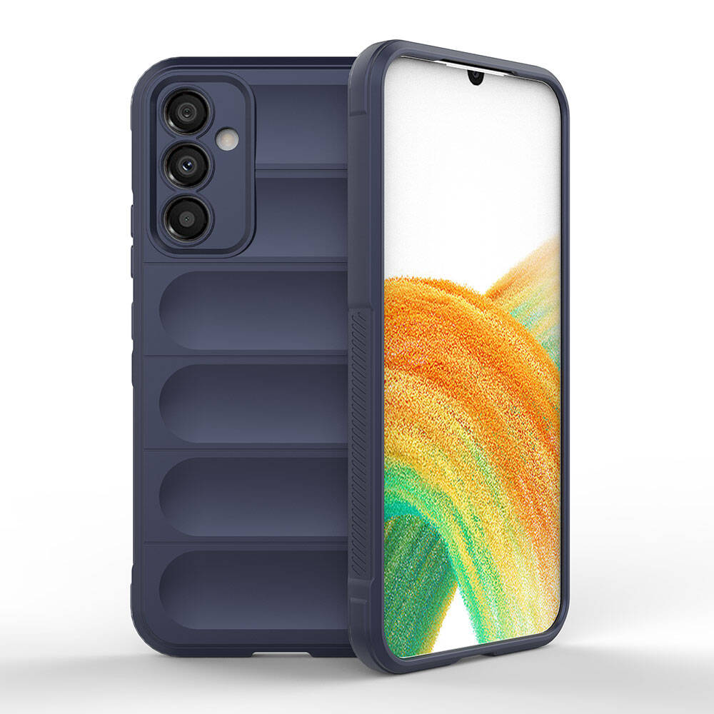 Galaxy Uyumlu A34 Kılıf Esnek TPU Oyuklu Arka Yüzey Tasarımlı Zore Etnik Silikon Kapak-Lacivert