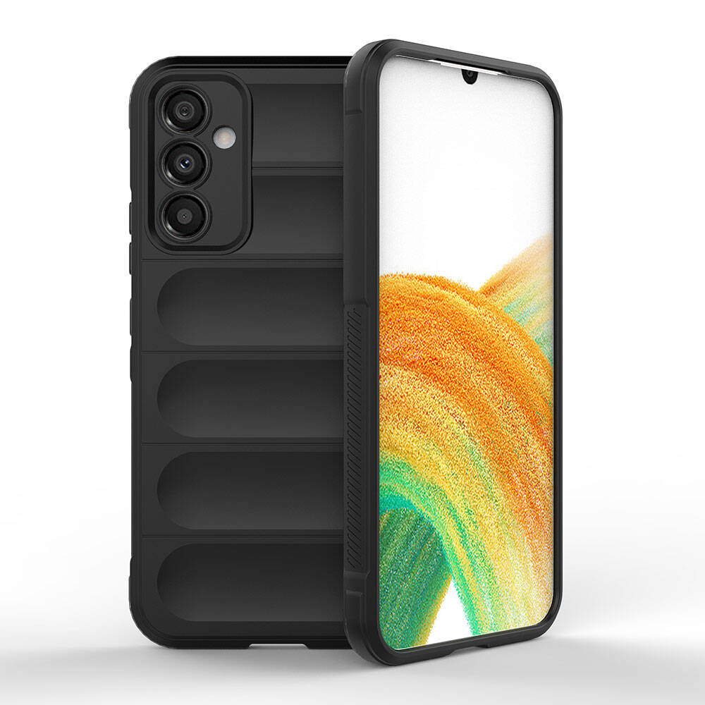 Galaxy Uyumlu A34 Kılıf Esnek TPU Oyuklu Arka Yüzey Tasarımlı Zore Etnik Silikon Kapak-Siyah