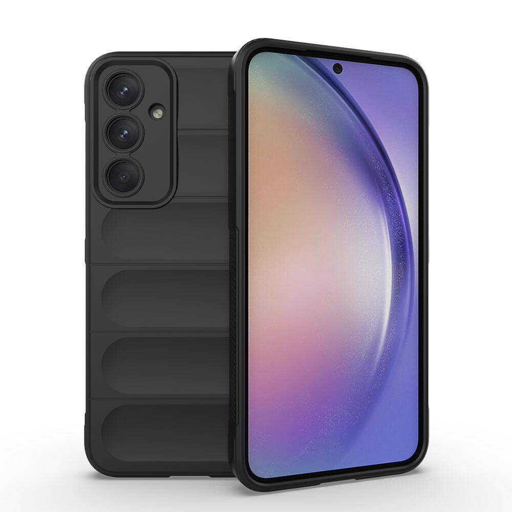 Galaxy Uyumlu A35 Kılıf Esnek TPU Oyuklu Arka Yüzey Tasarımlı Zore Etnik Silikon Kapak-Siyah
