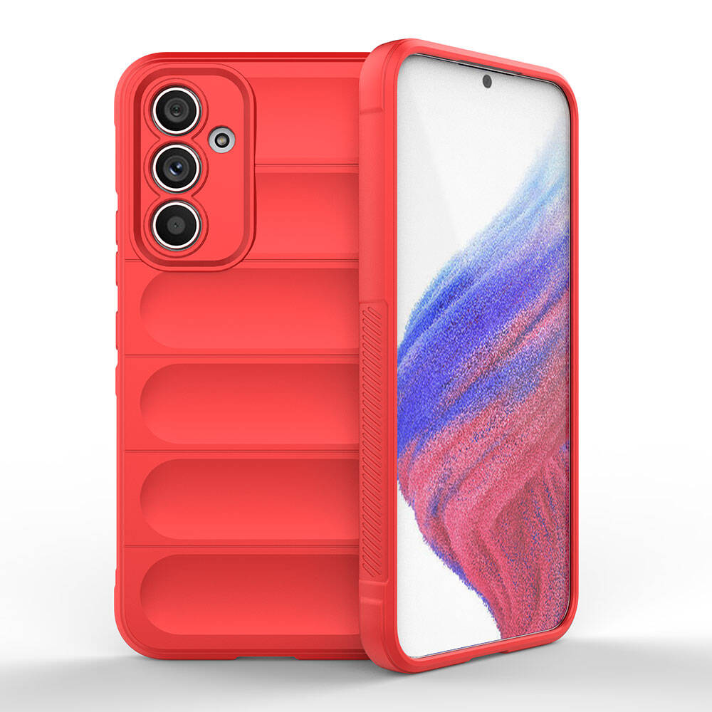Galaxy Uyumlu A54 Kılıf Esnek TPU Oyuklu Arka Yüzey Tasarımlı Zore Etnik Silikon Kapak-Kırmızı