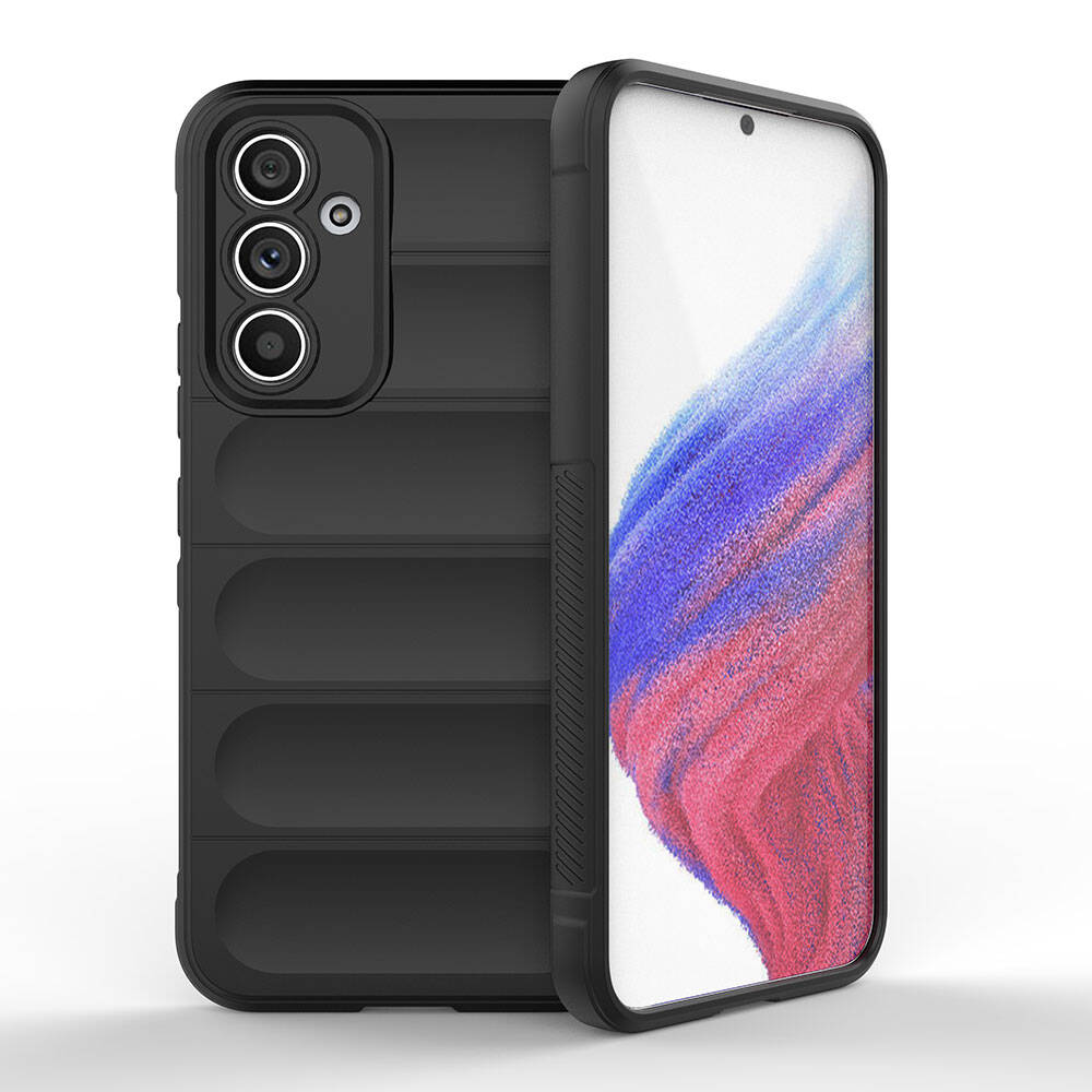 Galaxy Uyumlu A54 Kılıf Esnek TPU Oyuklu Arka Yüzey Tasarımlı Zore Etnik Silikon Kapak-Siyah