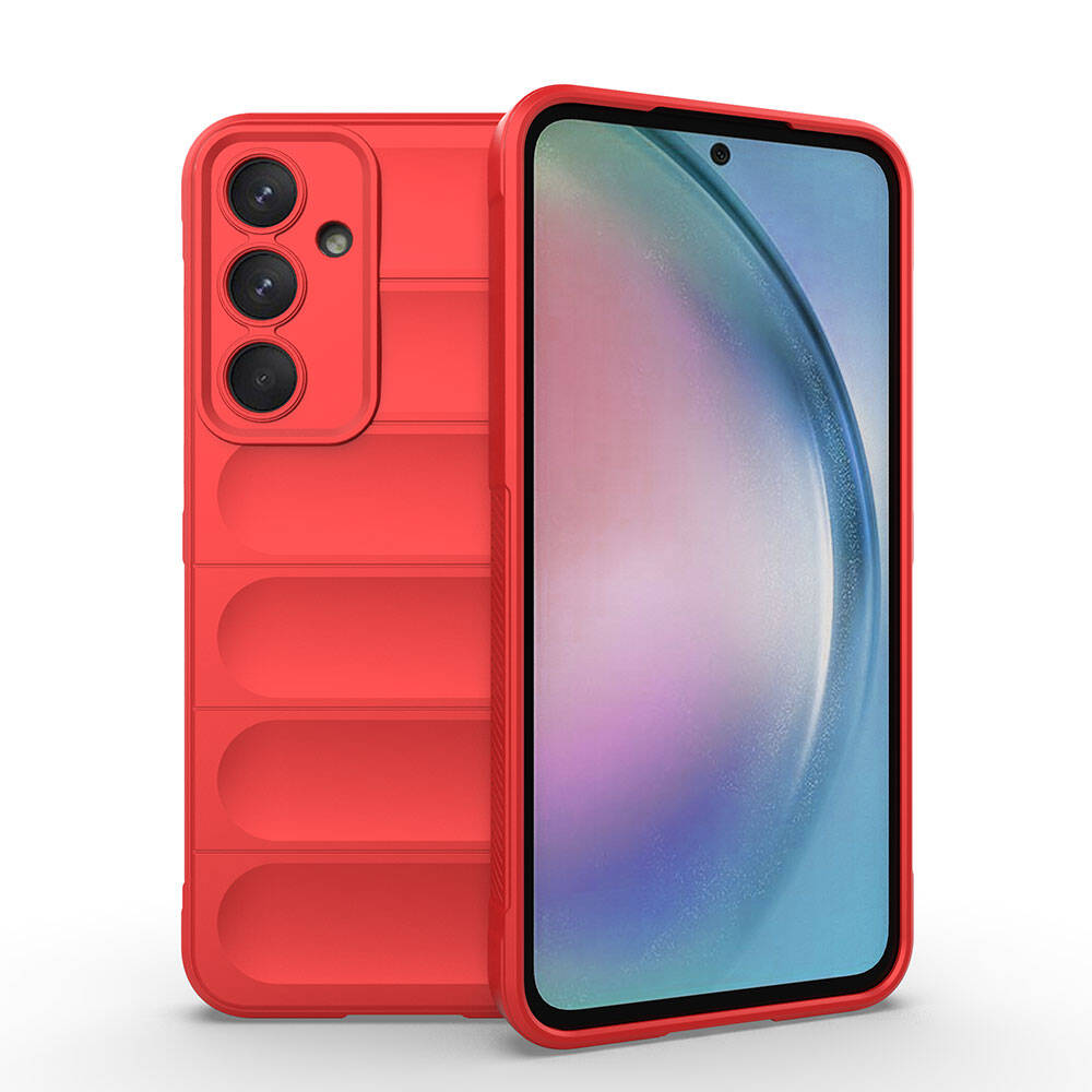 Galaxy Uyumlu A55 Kılıf Esnek TPU Oyuklu Arka Yüzey Tasarımlı Zore Etnik Silikon Kapak-Kırmızı