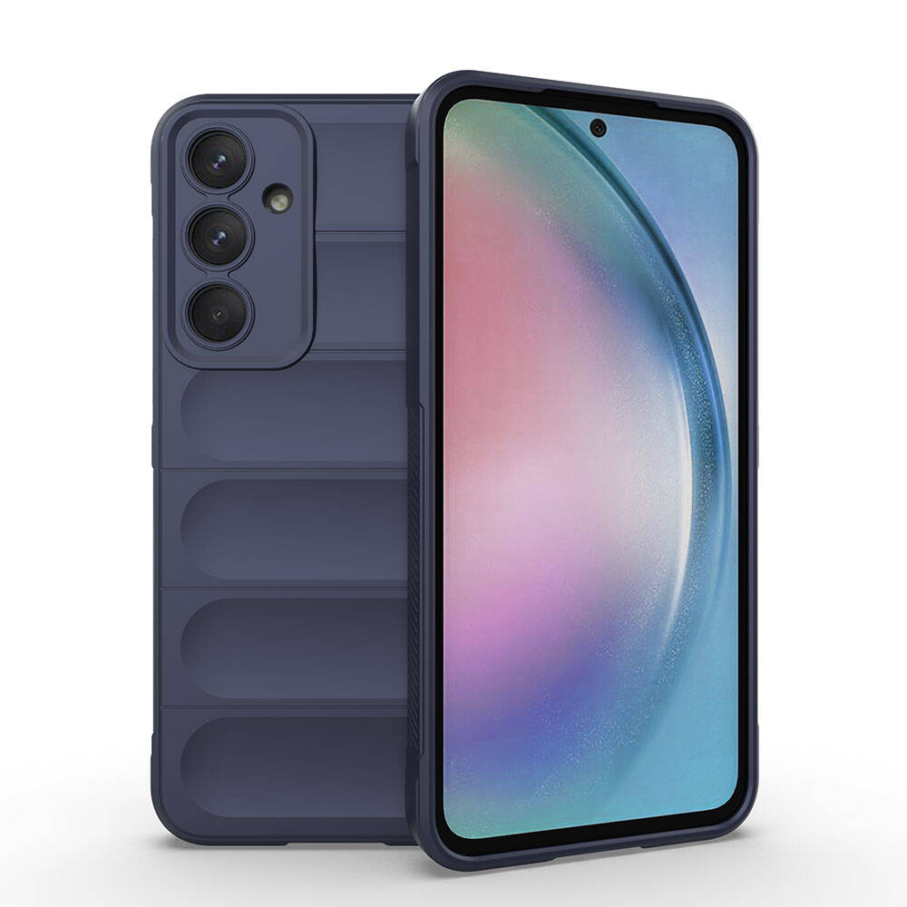 Galaxy Uyumlu A55 Kılıf Esnek TPU Oyuklu Arka Yüzey Tasarımlı Zore Etnik Silikon Kapak-Lacivert