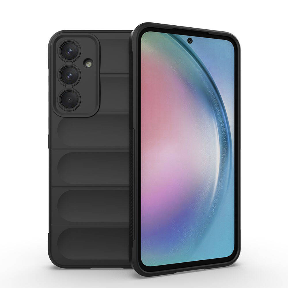 Galaxy Uyumlu A55 Kılıf Esnek TPU Oyuklu Arka Yüzey Tasarımlı Zore Etnik Silikon Kapak-Siyah