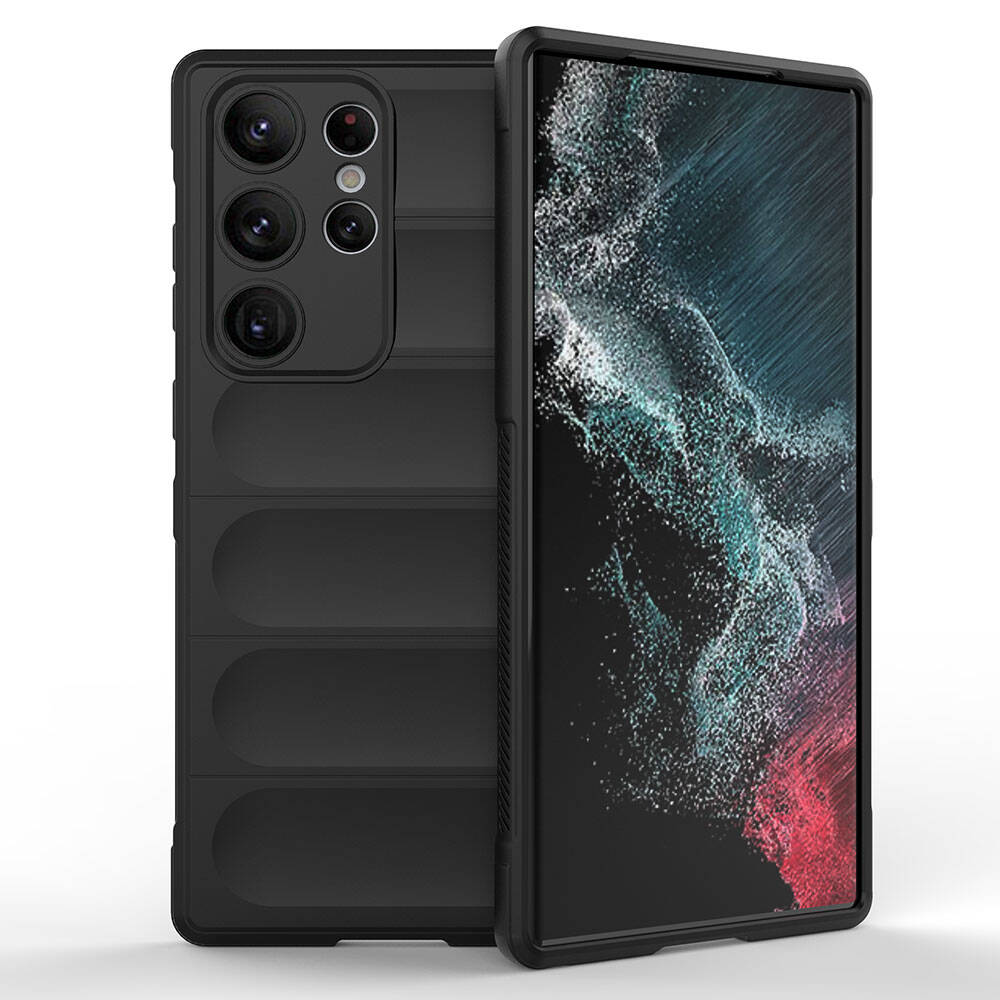 Galaxy Uyumlu S23 Ultra Kılıf Esnek TPU Oyuklu Arka Yüzey Tasarımlı Zore Etnik Silikon Kapak-Siyah