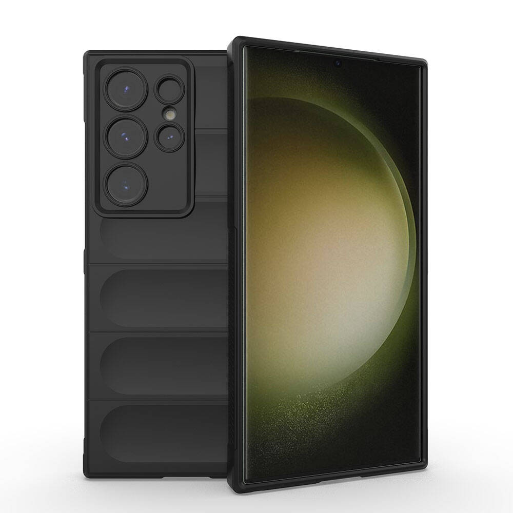 Galaxy Uyumlu S24 Ultra Kılıf Esnek TPU Oyuklu Arka Yüzey Tasarımlı Zore Etnik Silikon Kapak-Siyah