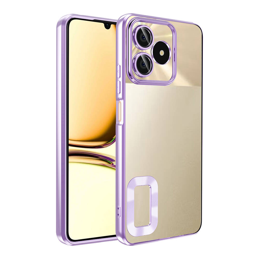 Realme C53 Kılıf Kamera Korumalı Logo Gösteren Zore Omega Kapak-Lila