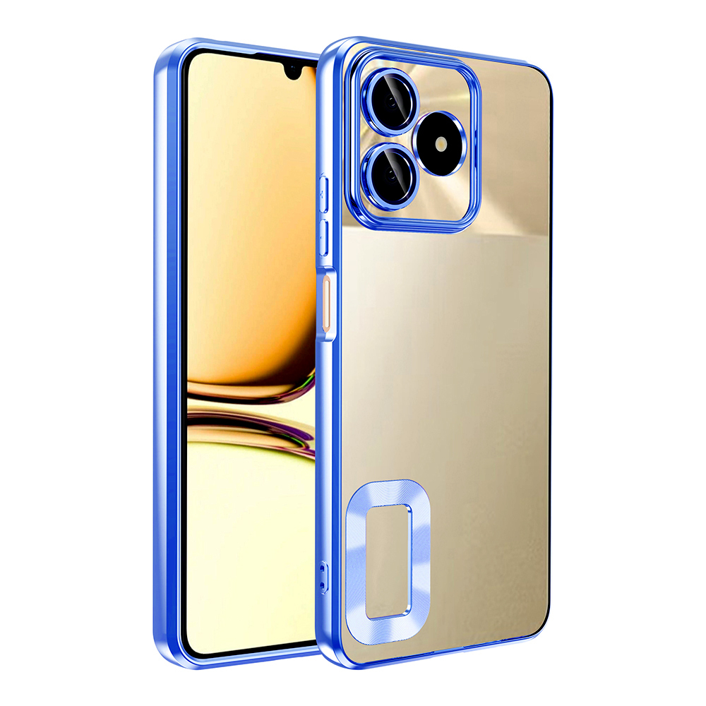 Realme Note 50 Kılıf Kamera Korumalı Logo Gösteren Zore Omega Kapak-Mavi