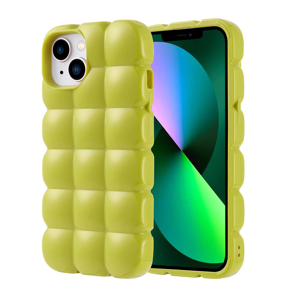 iPhone Uyumlu 13 Kılıf Parlak Esnek Silikon Zore Dom Dom Kapak-Yeşil