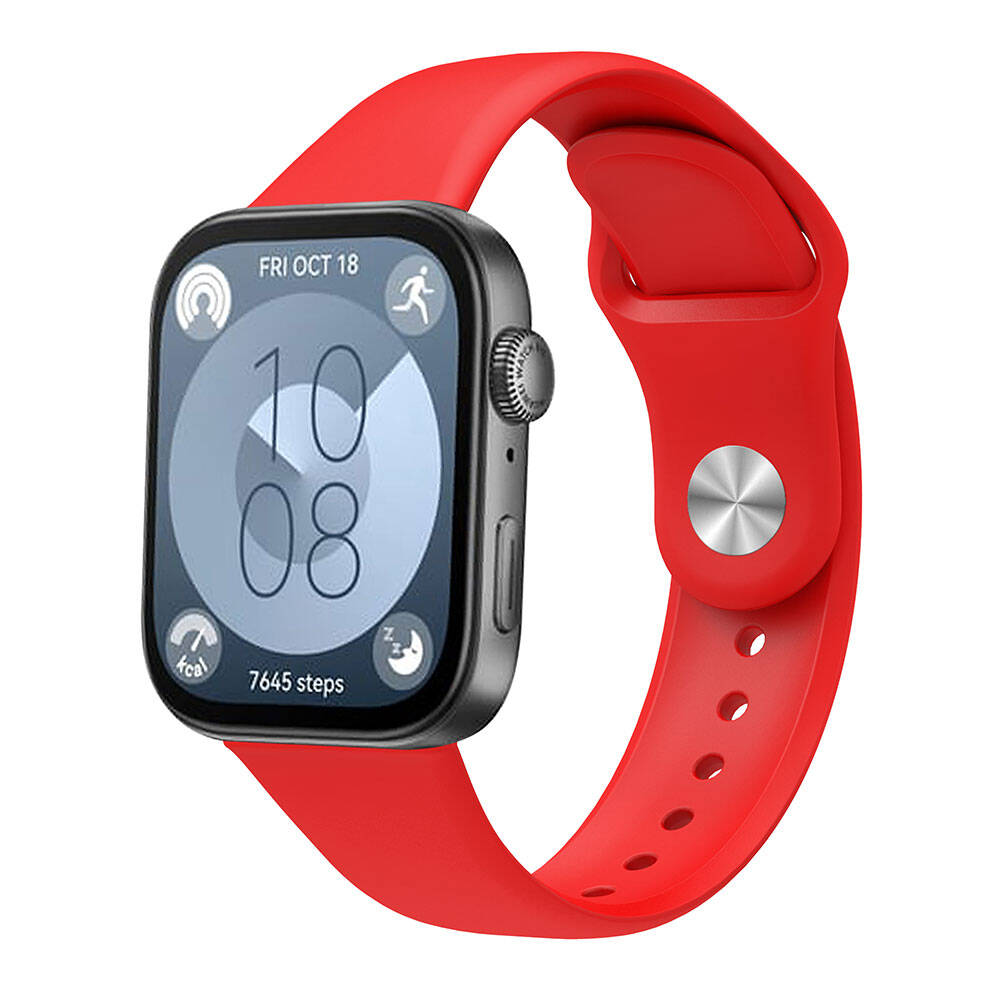 Huawei Uyumlu Watch Fit 3 KRD-11 22mm Silikon Kordon-Kırmızı