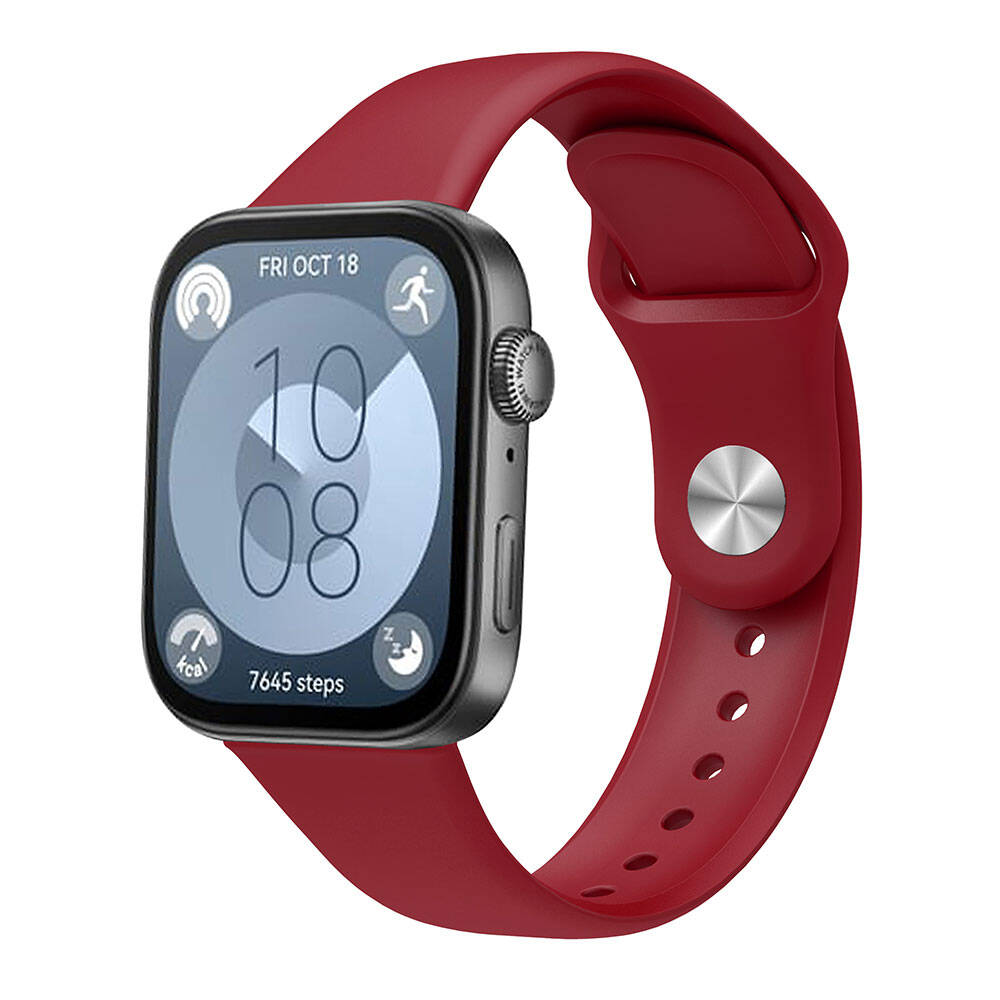 Huawei Uyumlu Watch Fit 3 KRD-11 22mm Silikon Kordon-Koyu kırmızı