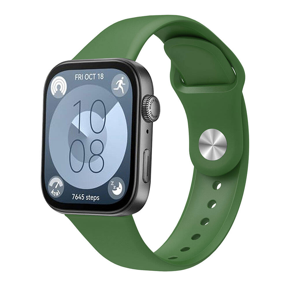 Huawei Uyumlu Watch Fit 3 KRD-11 22mm Silikon Kordon-Koyu yeşil
