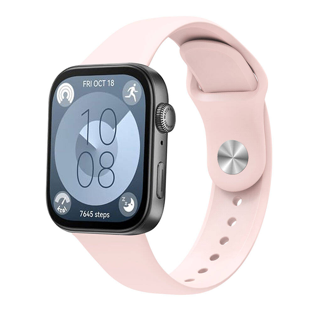 Huawei Uyumlu Watch Fit 3 KRD-11 22mm Silikon Kordon-Pembe