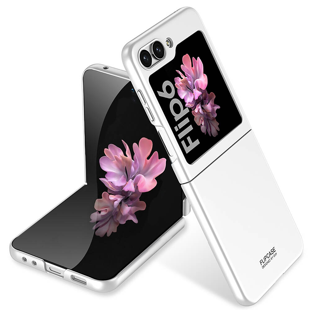 Galaxy Uyumlu Z Flip 6 Kılıf Zore Sert Kıpta Kapak-Gümüş