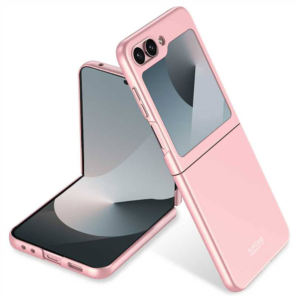 Galaxy Uyumlu Z Flip 6 Kılıf Zore Sert Kıpta Kapak-Pembe