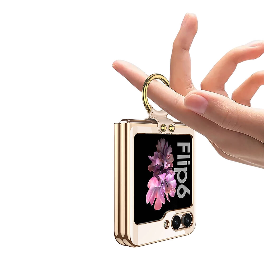 Galaxy Uyumlu Z Flip 6 Kılıf Zore Yüzüklü Kıpta Kapak