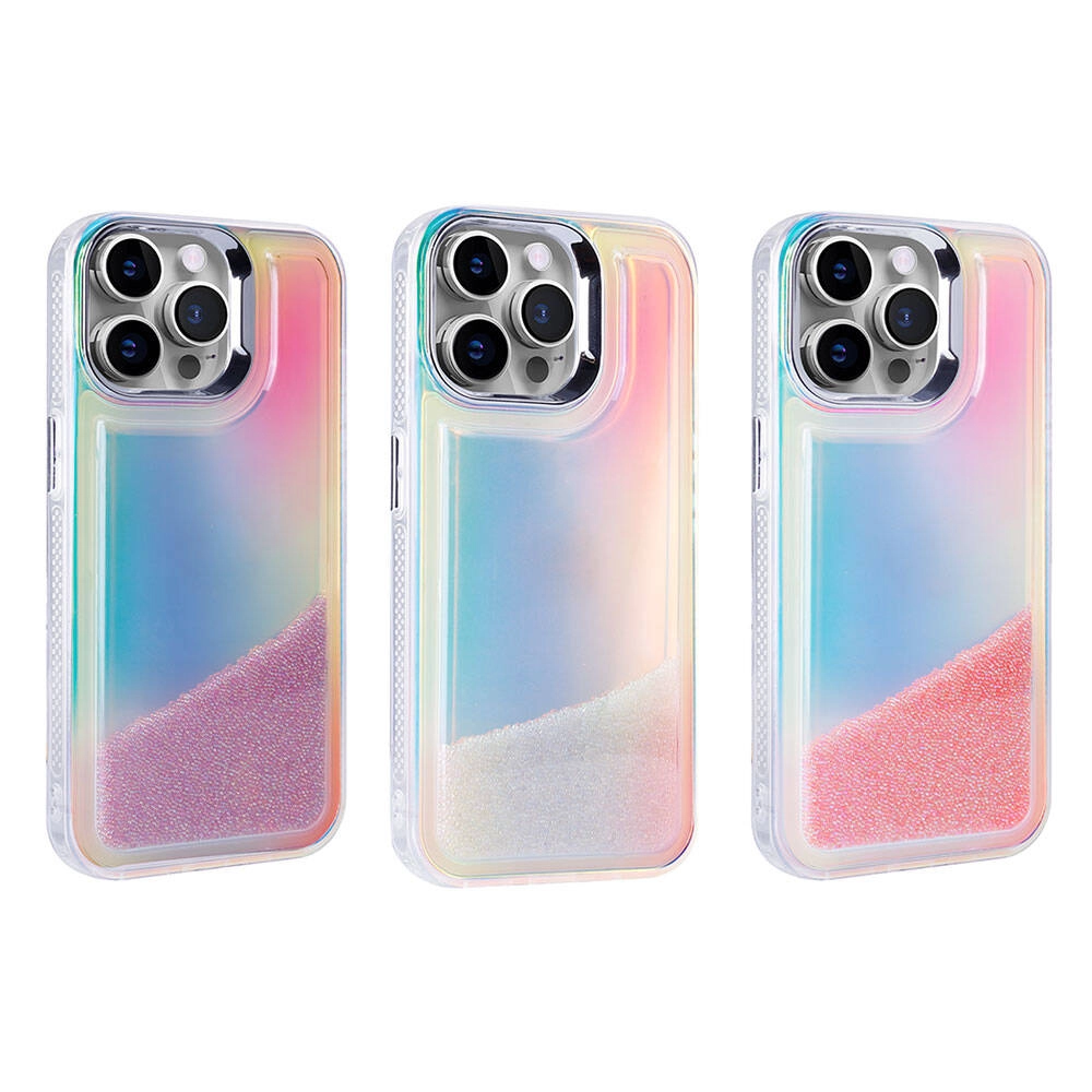 iPhone Uyumlu 14 Pro Max Kılıf Airbagli Renkli Arka Yüzey Boncuk Tasarımlı Zore Kumul Kapak